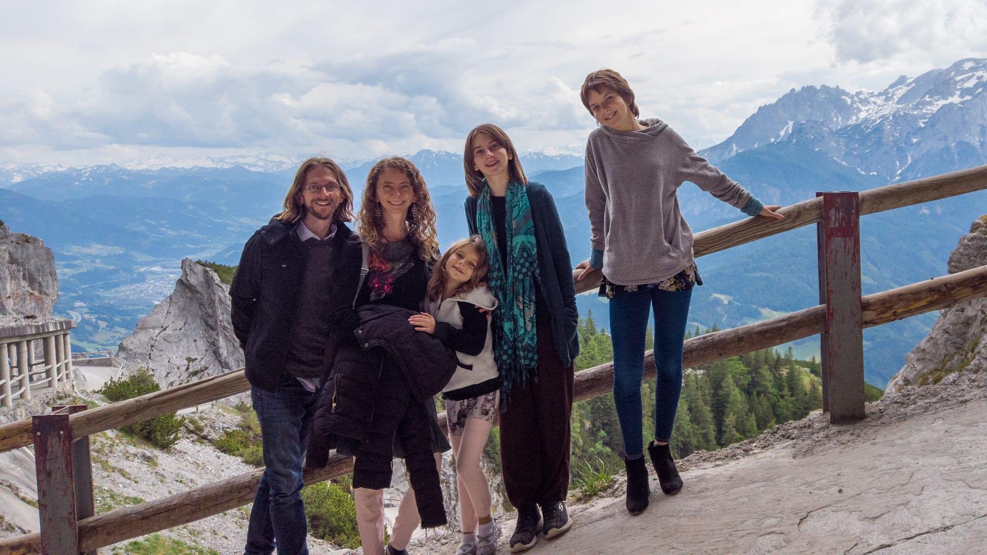 The five of us above the Alps in Austria