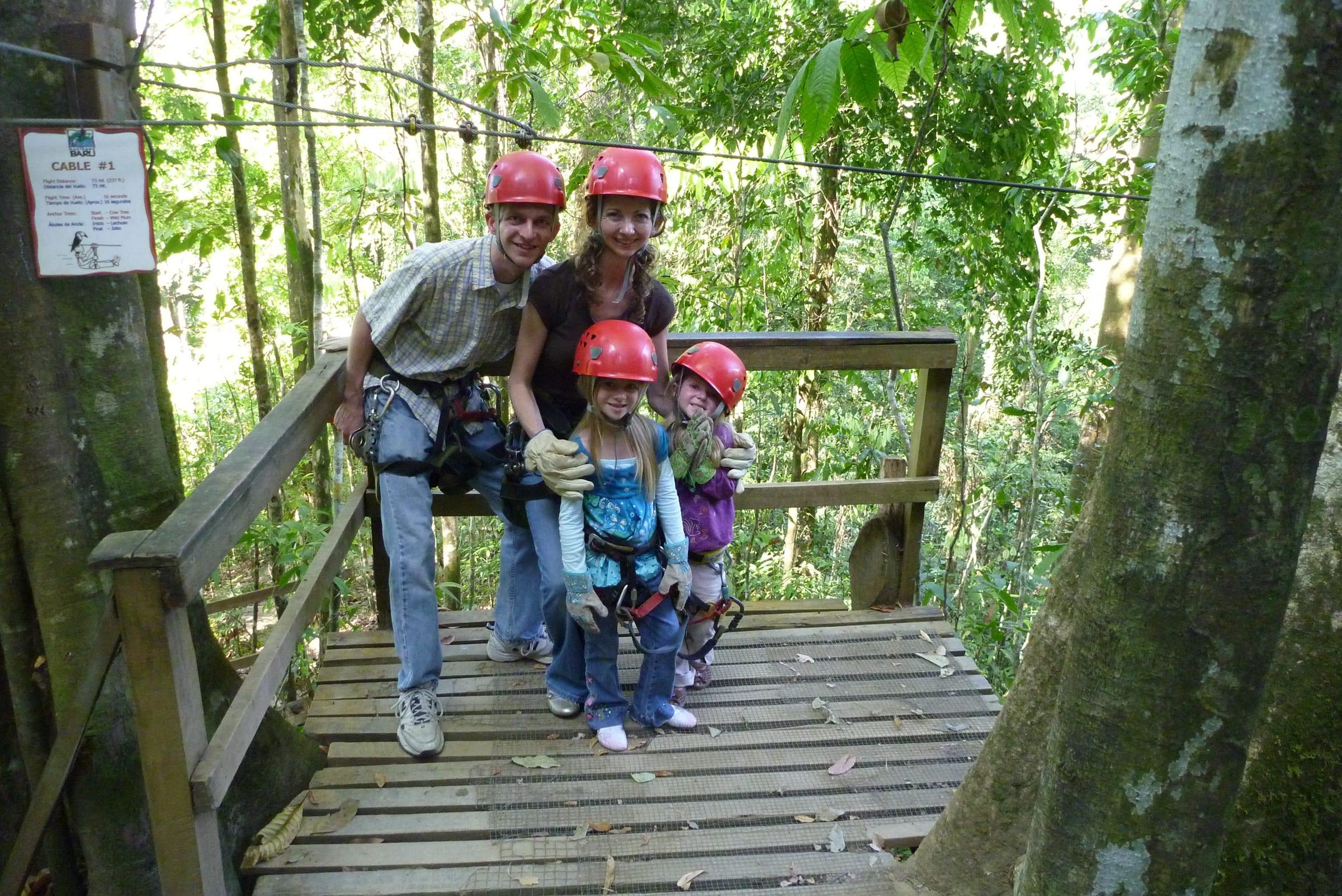 Ziplining through the jungle canopy in Costa Rica